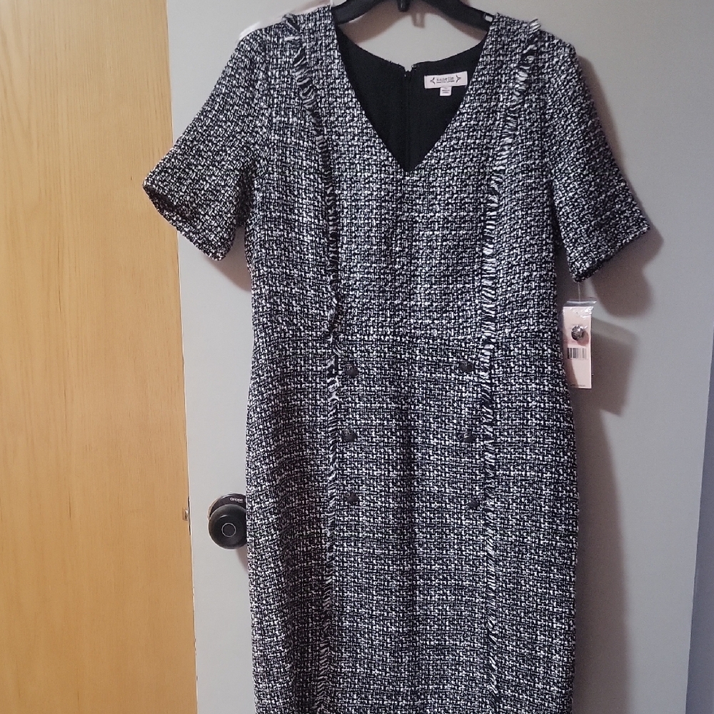 Nanette Monochrome Tweed Midi Dress